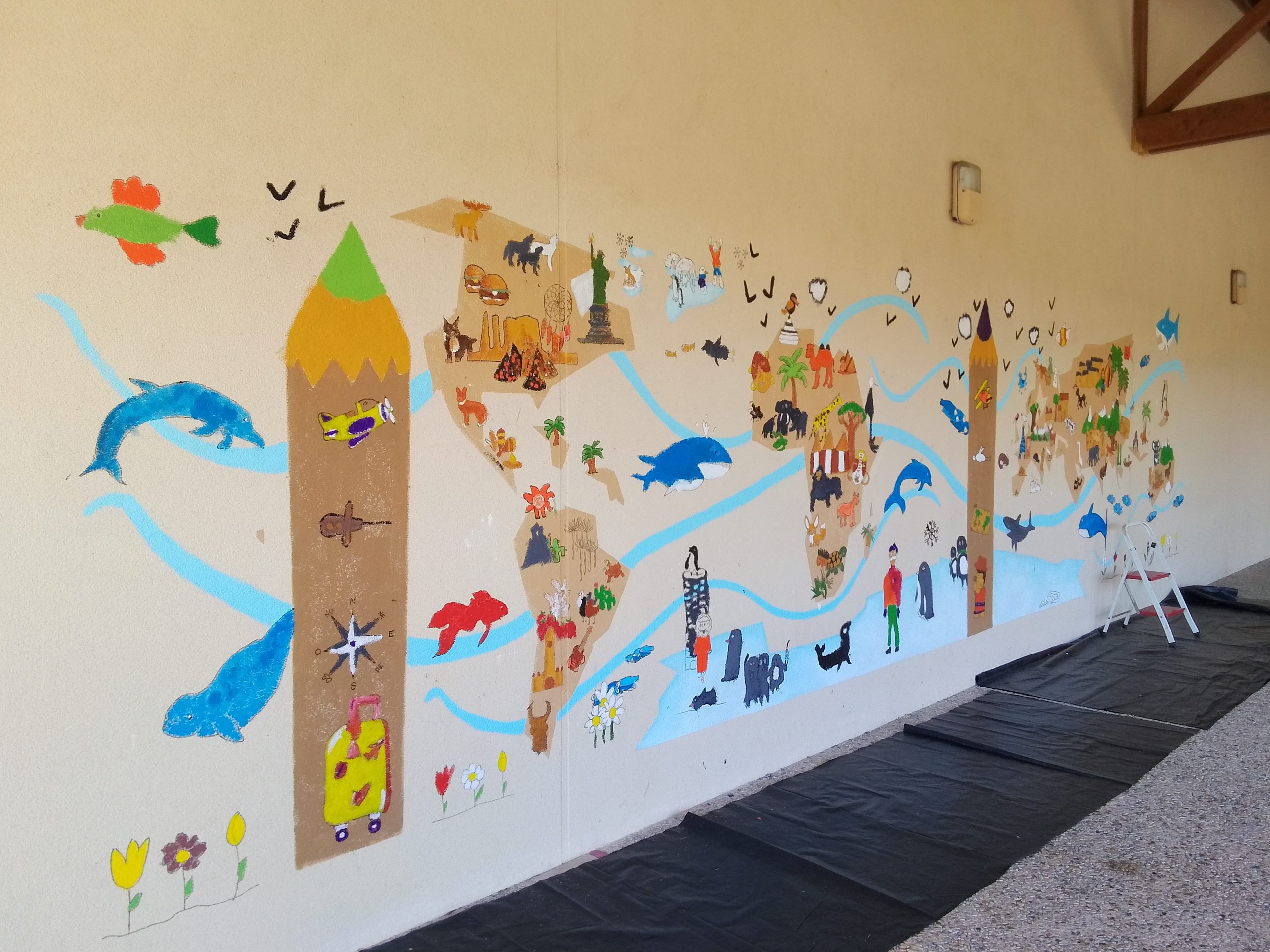 Fresque Mappe monde .